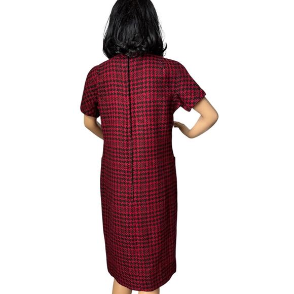 American Vintage 50’s Houndstooth Red Black short sleeve dress size small - Picture 3 of 17